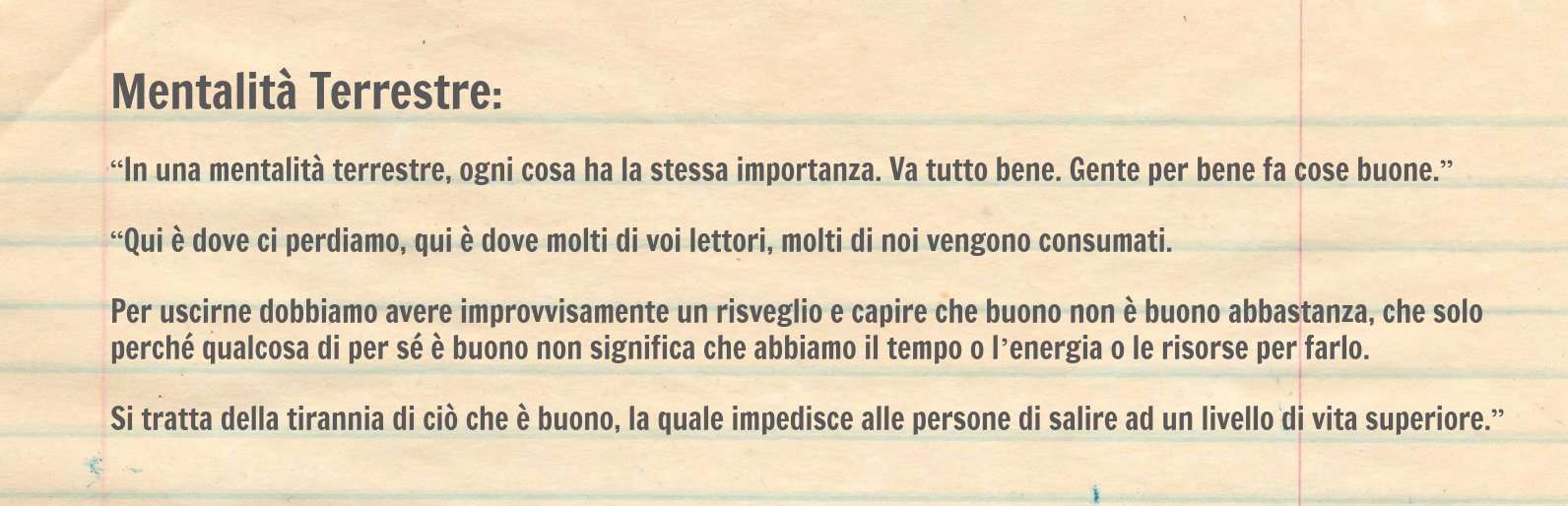 regno terrestre mentalità terrestre