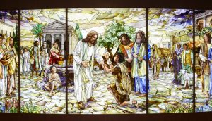 12 episodi della vita di Cristo sulla vetrata del Centro Visitatori di Roma